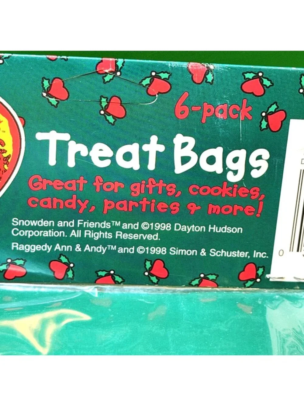 Snowden & Friends Vintage 1998 Snowman Christmas Treat Bags 6 Pack Stickers NOS